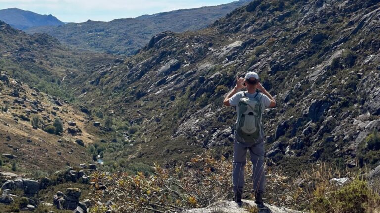 Hiker looking over the Laboreiro river valley