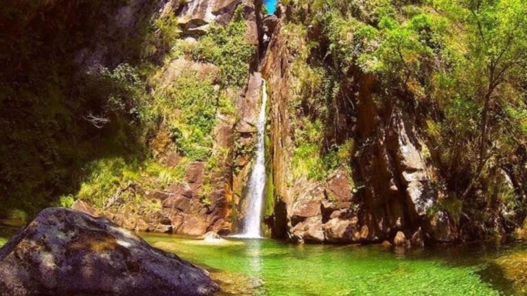 Waterfall falling into a natural pool in Gerês