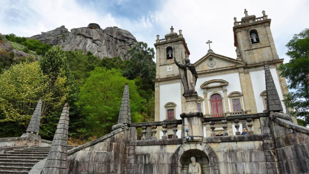 Sanctuary of Nossa Senhora da Peneda below the granite cliffs