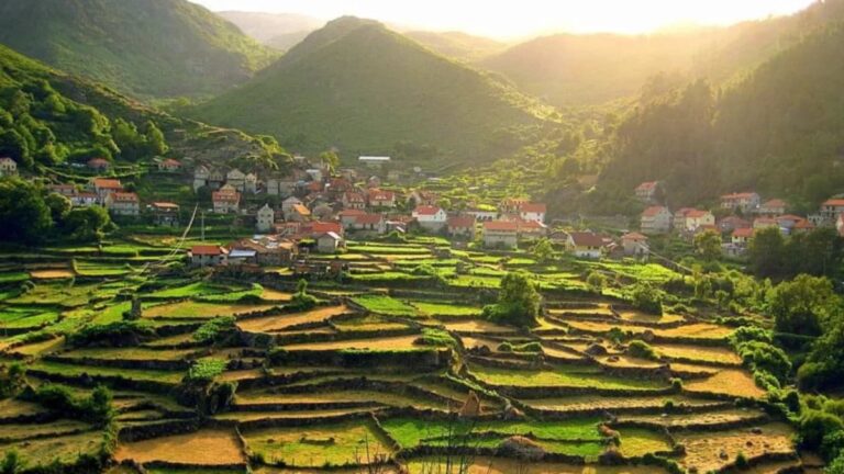 Terraced fields of a mountain village in the Peneda region