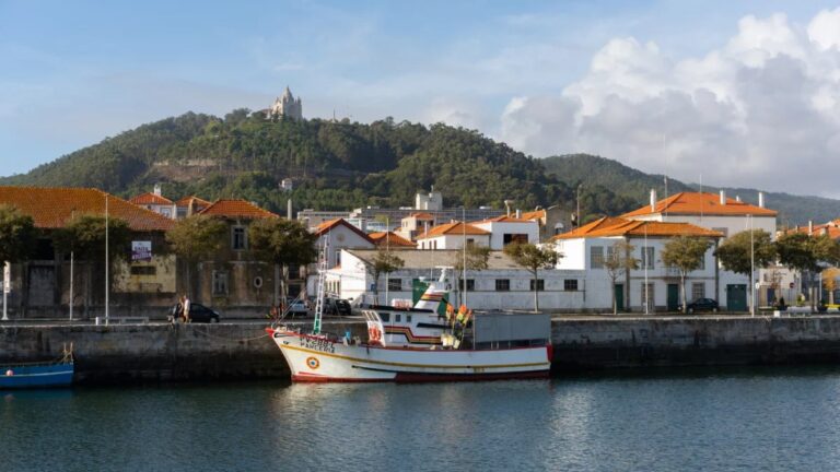 Viana do Castelo riverside with Santa Luzia hill